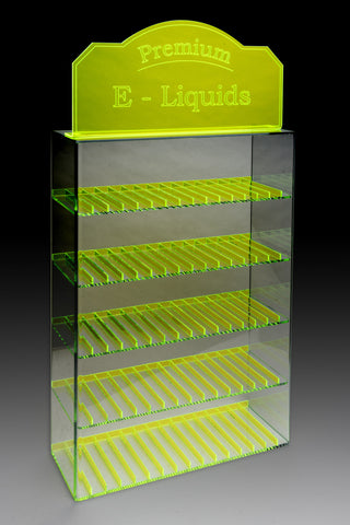 E-Juice/E-Liquid/ Lotions/ Oils Display with fluorescent dividers and matching sign! Green