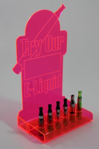 Try-it display for testing (fluorescent with sign)